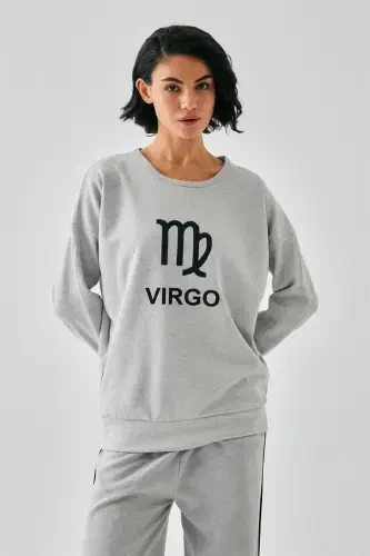 Akbeniz Women's Gray Virgo Oversize 2 Thread Tracksuit Home Wear Set - 2