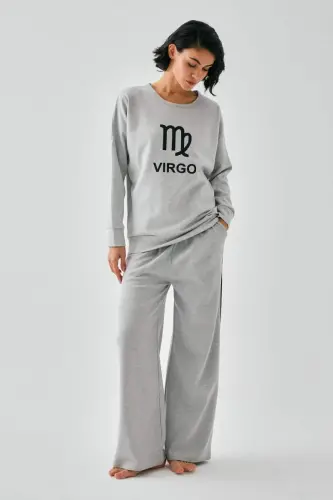 Akbeniz Women's Gray Virgo Oversize 2 Thread Tracksuit Home Wear Set - 1