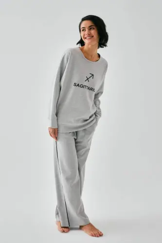 Akbeniz Women's Grey Sagittarius Oversize 2 Thread Tracksuit Loungewear Set - 1