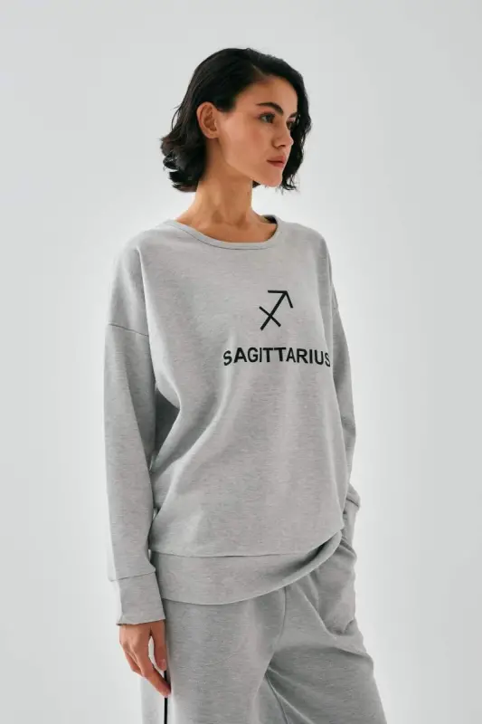 Akbeniz Women's Grey Sagittarius Oversize 2 Thread Tracksuit Loungewear Set - 2