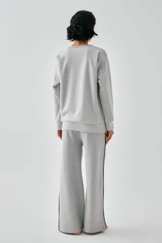 Akbeniz Women's Grey Sagittarius Oversize 2 Thread Tracksuit Loungewear Set - 6