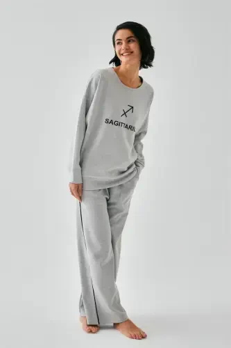 Akbeniz Women's Grey Sagittarius Oversize 2 Yarn Tracksuit Home Wear Set - AKBENIZ (1)