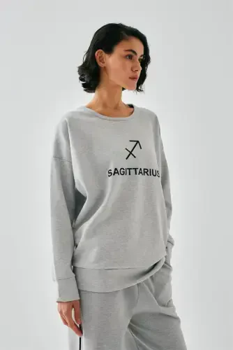 Akbeniz Women's Grey Sagittarius Oversize 2 Yarn Tracksuit Home Wear Set - AKBENIZ (1)