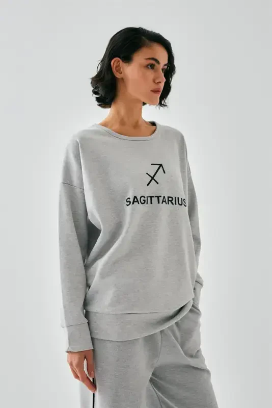 Akbeniz Women's Grey Sagittarius Oversize 2 Yarn Tracksuit Home Wear Set - 2