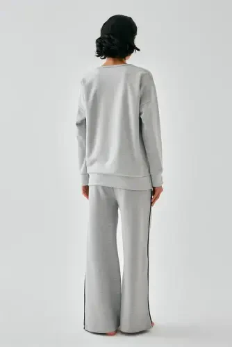 Akbeniz Women's Grey Sagittarius Oversize 2 Yarn Tracksuit Home Wear Set - 6