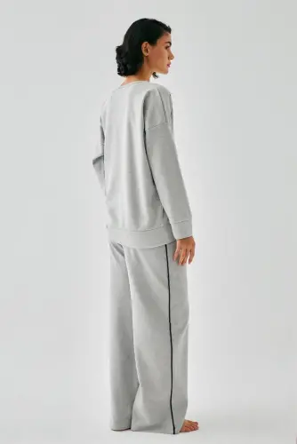 Akbeniz Women's Grey Scorpio Zodiac Oversize 2 Thread Tracksuit Loungewear Set - 6