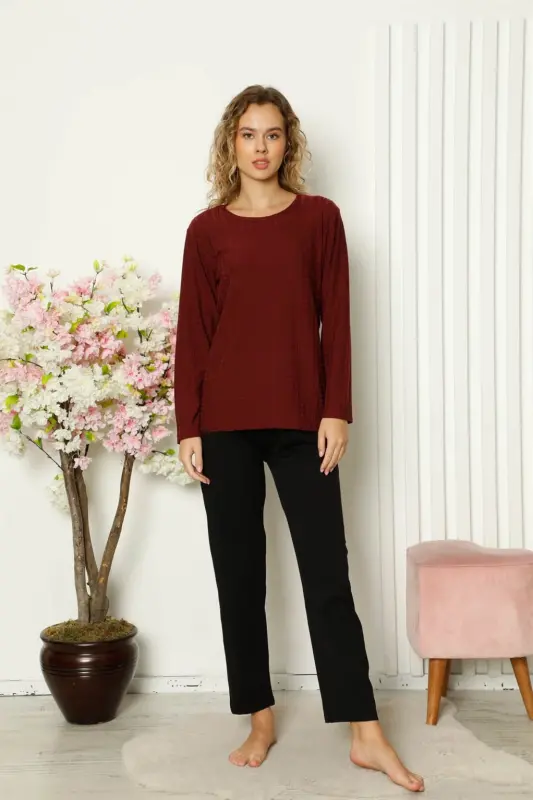 Akbeniz Women's Jersey Long Sleeve Pajama Set 4111 - 1