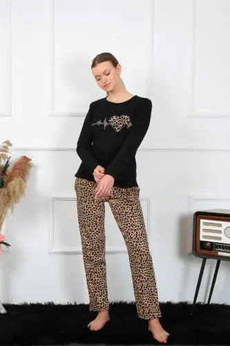 Akbeniz Women's Jersey Long Sleeve Pajama Set 4129 - 1