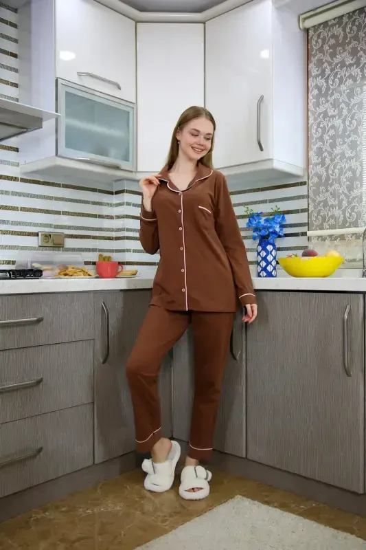Akbeniz Women's Knitted Long Sleeve Pajama Set 2773 - 2
