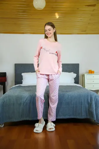 Akbeniz Women's Knitted Long Sleeve Pajama Set 4115 - 4