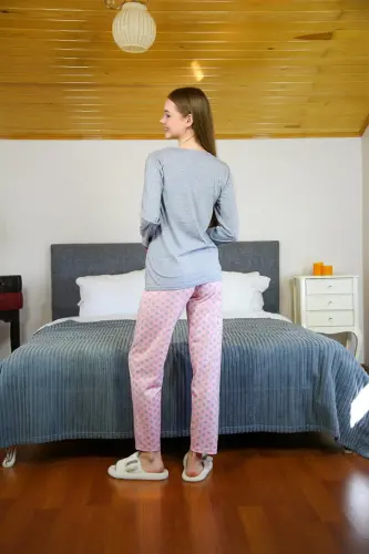 Akbeniz Women's Knitted Long Sleeve Pajama Set 4118 - 4