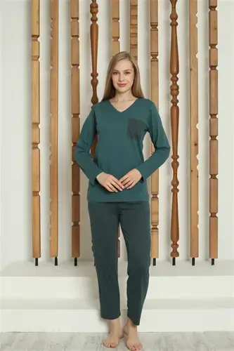 Akbeniz Women's Knitted Long Sleeve Pajama Set 4146 - 3
