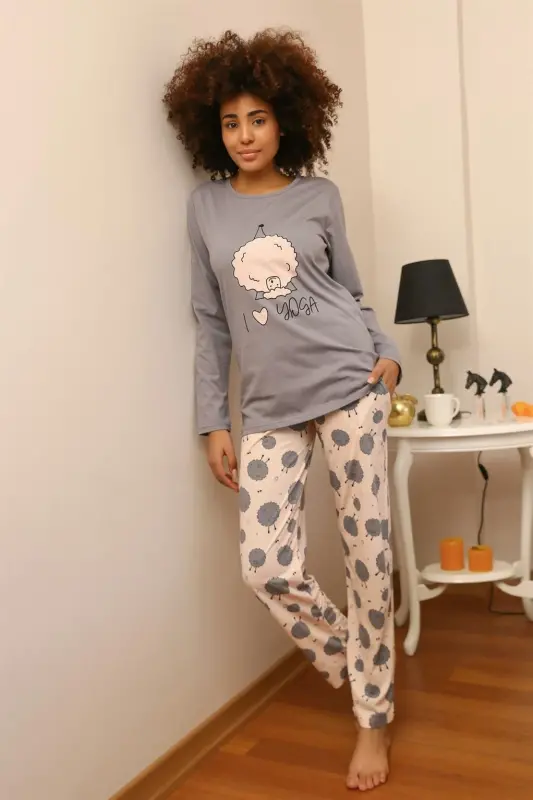 Akbeniz Women's Knitted Long Sleeve Pajama Set 4186 - 1