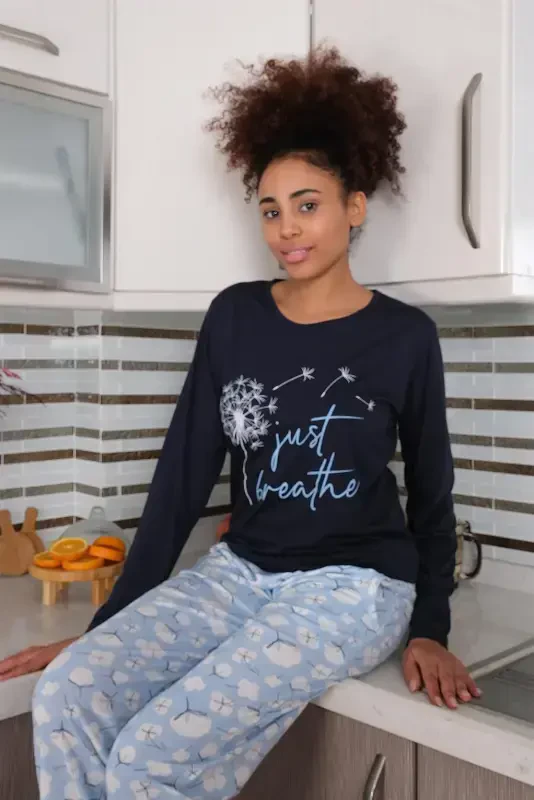 Akbeniz Women's Knitted Long Sleeve Pajama Set 4189 - 2