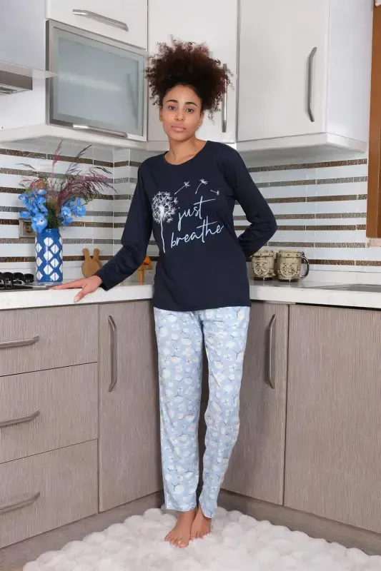 Akbeniz Women's Knitted Long Sleeve Pajama Set 4189 - 7