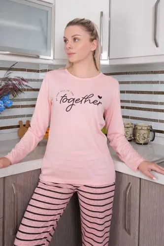 Akbeniz Women's Knitted Long Sleeve Pajama Set 4190 - 4