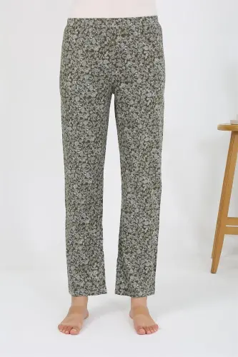 Akbeniz Women's Knitted Patterned Single Bottom Pajamas 27533 Khaki - 3