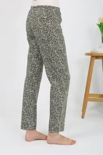Akbeniz Women's Knitted Patterned Single Bottom Pajamas 27533 Khaki - 4