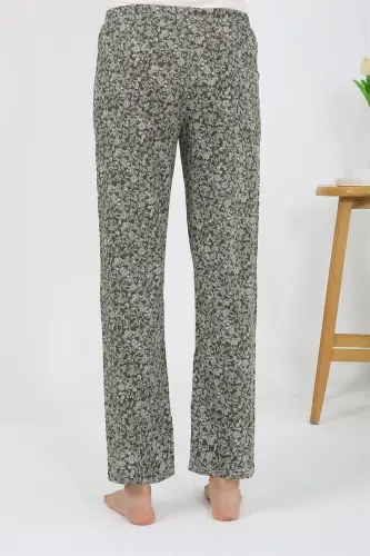 Akbeniz Women's Knitted Patterned Single Bottom Pajamas 27533 Khaki - 5