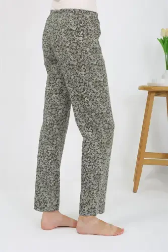 Akbeniz Women's Knitted Patterned Single Bottom Pajamas 27533 Khaki - 4