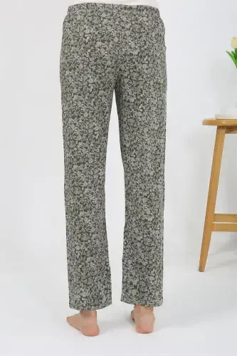 Akbeniz Women's Knitted Patterned Single Bottom Pajamas 27533 Khaki - 5