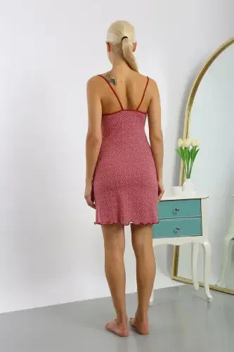 Akbeniz Women's Knitted Patterned Spaghetti Strap Nightgown 36716 - 6