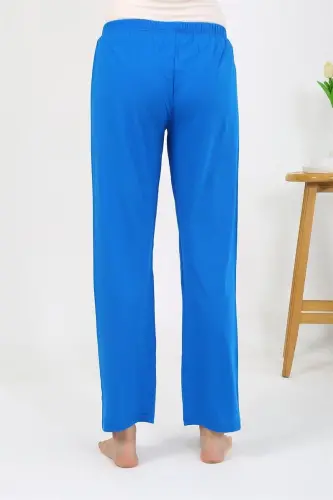 Akbeniz Women's Knitted Plain Single Bottom Pajamas 27535 Blue - 5