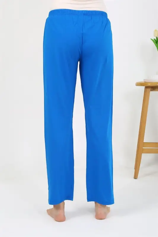 Akbeniz Women's Knitted Plain Single Bottom Pajamas 27535 Blue - 5