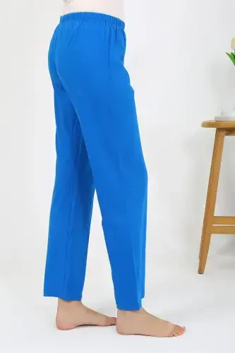 Akbeniz Women's Knitted Plain Single Bottom Pajamas 27535 Blue - 4