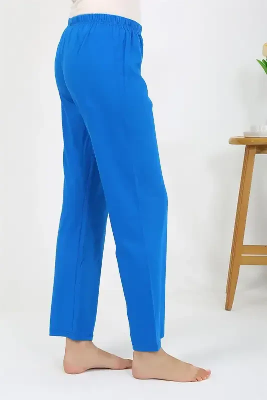 Akbeniz Women's Knitted Plain Single Bottom Pajamas 27535 Blue - 4