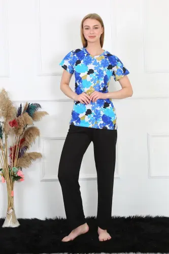 Akbeniz Women's Knitted Short Sleeve Pajama Set 4142 - 1