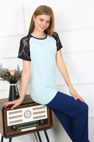 Akbeniz Women's Lace Detailed Knitted Pajama Set 4148 - 1