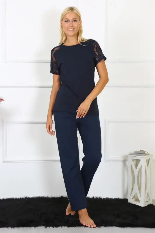 Akbeniz Women's Lace Detailed Knitted Pajama Set 4150 - 8