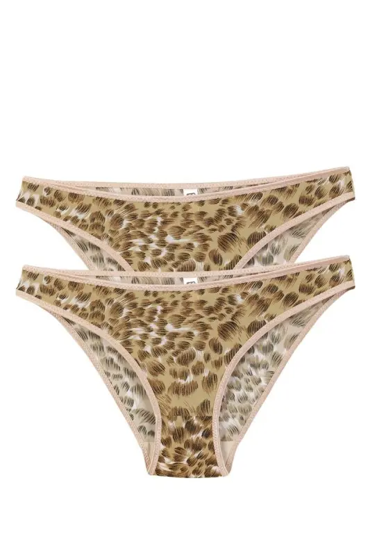Akbeniz Women's Leopard Print 2-Piece Brief - 1