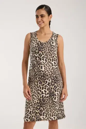 Akbeniz Women's Leopard Print Nightgown - 5