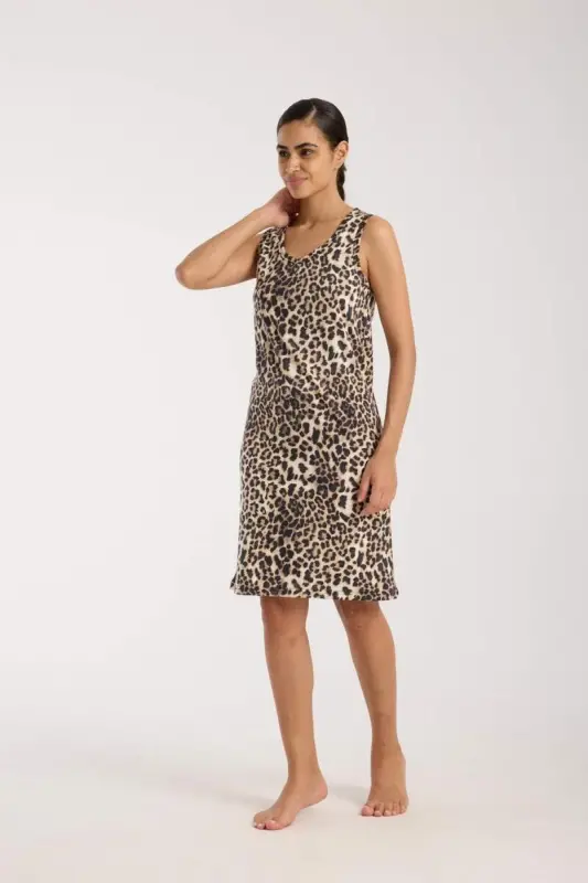 Akbeniz Women's Leopard Print Nightgown - 4