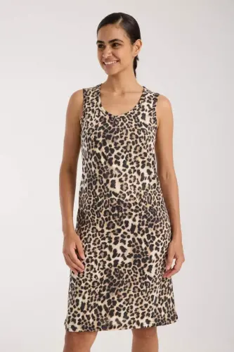 Akbeniz Women's Leopard Print Nightgown - 5