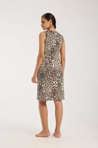 Akbeniz Women's Leopard Print Nightgown - 6