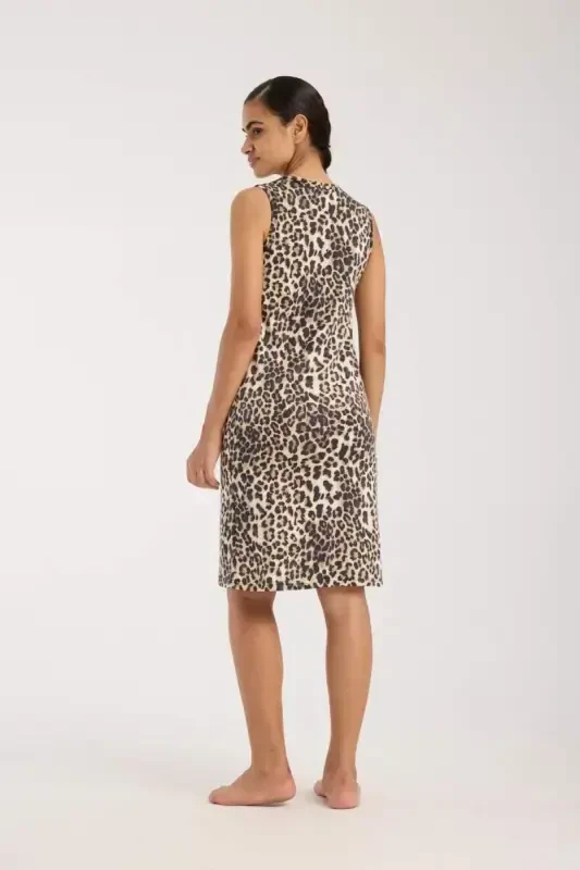 Akbeniz Women's Leopard Print Nightgown - 6