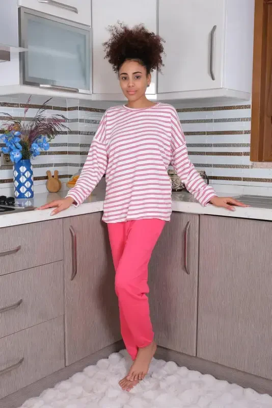 Akbeniz Women's Long Sleeve 3 Thread Knitted Pajama Set 4179 - AKBENIZ