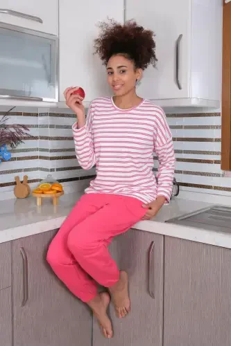 Akbeniz Women's Long Sleeve 3 Thread Knitted Pajama Set 4179 - 3