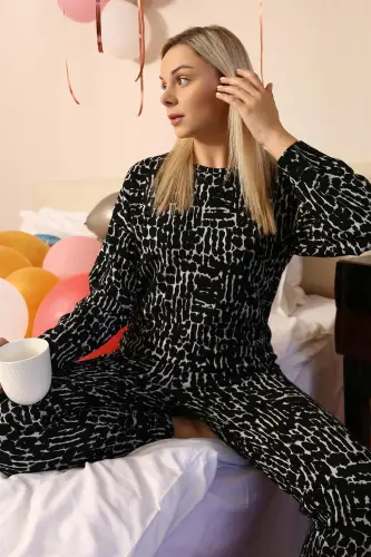 Akbeniz Women's Long Sleeve 3 Thread Knitted Pajama Set 4180 - 1