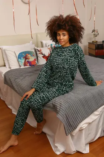 Akbeniz Women's Long Sleeve 3 Thread Knitted Pajamas Set 4181 - 1