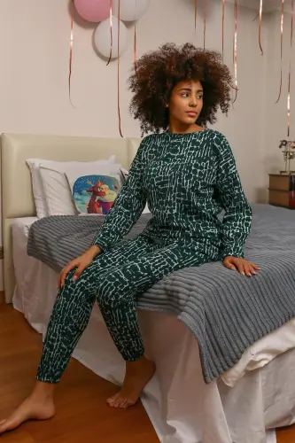 Akbeniz Women's Long Sleeve 3 Thread Knitted Pajamas Set 4181 - 2