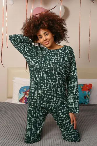 Akbeniz Women's Long Sleeve 3 Thread Knitted Pajamas Set 4181 - 4