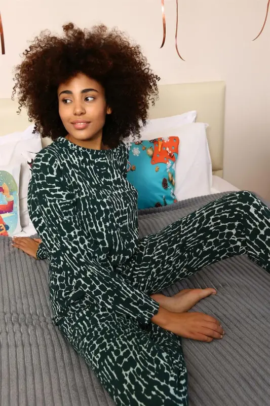 Akbeniz Women's Long Sleeve 3 Thread Knitted Pajamas Set 4181 - 5