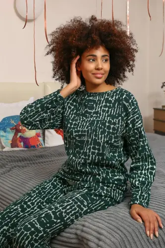 Akbeniz Women's Long Sleeve 3 Thread Knitted Pajamas Set 4181 - 6