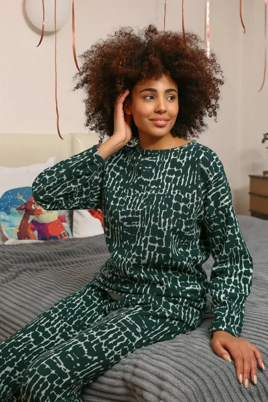 Akbeniz Women's Long Sleeve 3 Thread Knitted Pajamas Set 4181 - 6