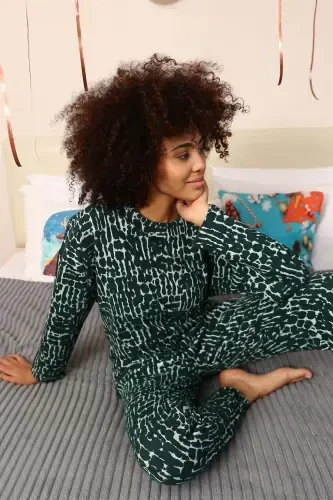 Akbeniz Women's Long Sleeve 3 Thread Knitted Pajamas Set 4181 - 3