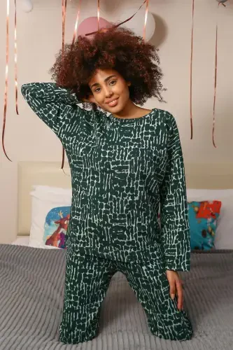 Akbeniz Women's Long Sleeve 3 Thread Knitted Pajamas Set 4181 - 4